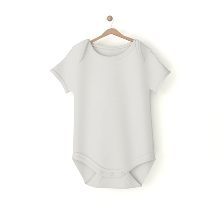 white baby outfit isolated mockup 3d renderingの写真素材
