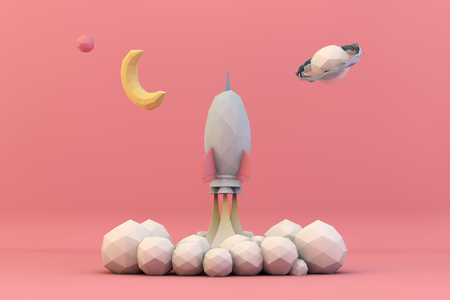 rocket launch 3d renderingの写真素材