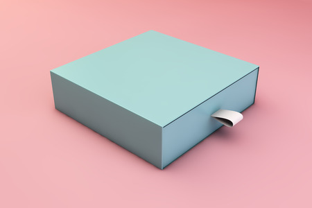 blue box mockup on pink background 3d rendering