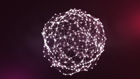 Pink sphere network geometricの写真素材