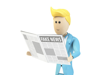 Businessman character reading fake news isolated 3d renderingの写真素材