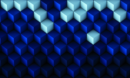 Blue cubes  3d renderingの写真素材