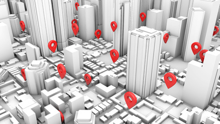 White city geo location concept 3d rendering