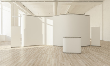 White exhibition stand on 3d rendering interior mockupの写真素材
