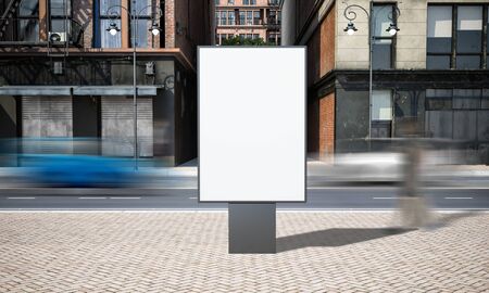 Street advertising sign billboard mockup at city 3d renderingの写真素材