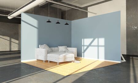 sofa exhibition showroom on interior hall 3d renderingの写真素材