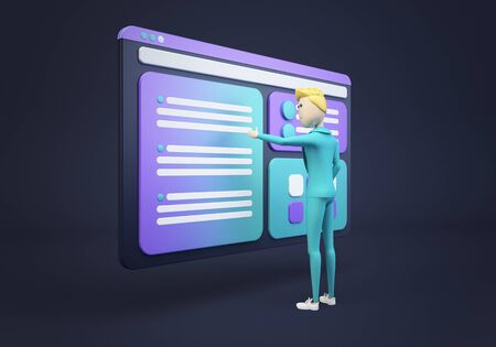 businessman touching UX design 3d renderingの写真素材