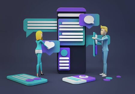 businesspeople designing interface 3d renderingの写真素材