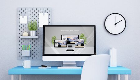 web design studio 3d renderingの写真素材