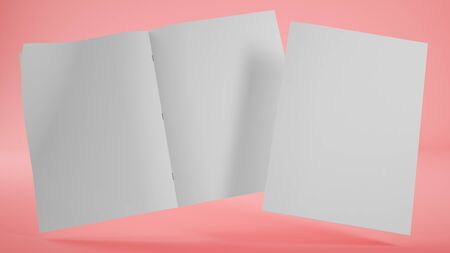 Floating magazine mock up on pinkの写真素材