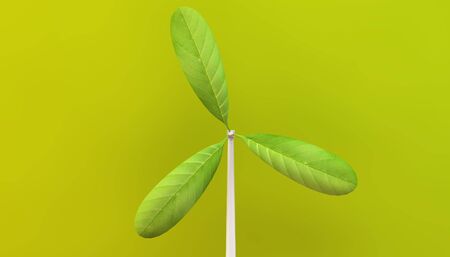 leaf windmill eco concept 3d renderingの写真素材