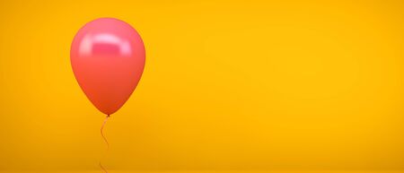 pink balloon on yellow background 3d renderingの写真素材