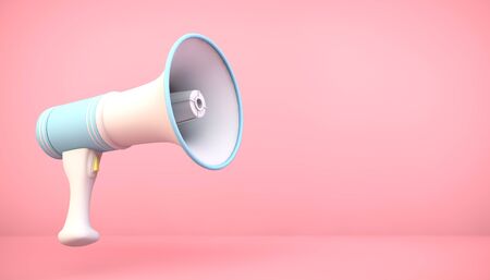 3d rendering megaphone on pinkの写真素材