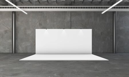 exhibition booth on industrial space 3d renderingの写真素材