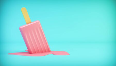 Melting ice cream 3d renderingの写真素材