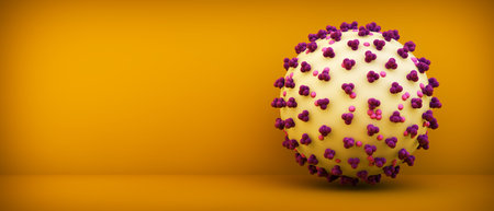 coronavirus illustration on yellow background 3d rendering