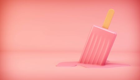 Pink melting ice cream 3d renderingの写真素材