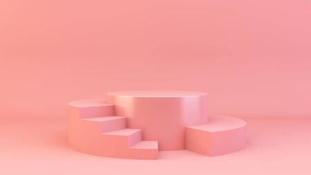 Pink platform for product presentation 3d renderingの写真素材