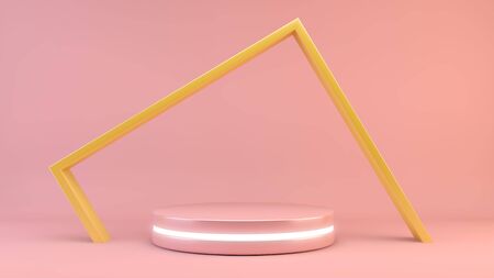 Pink light platform 3d renderingの写真素材