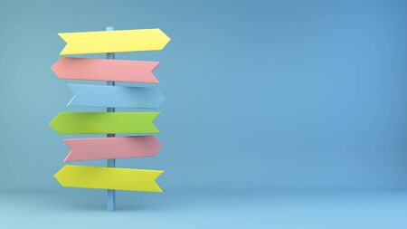 colorful signpost illustration 3d renderingの写真素材