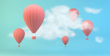 Pink hot air balloons 3d rendering