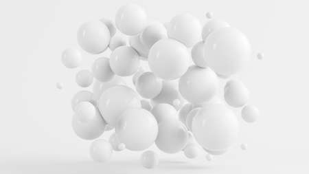 White bubbles abstract minimal background 3d renderingの写真素材