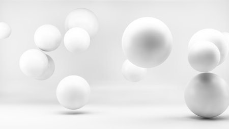 minimal spheres white background 3d renderingの写真素材