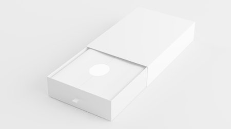 White open box with wrapping paper and sticker mock up 3d renderingの写真素材