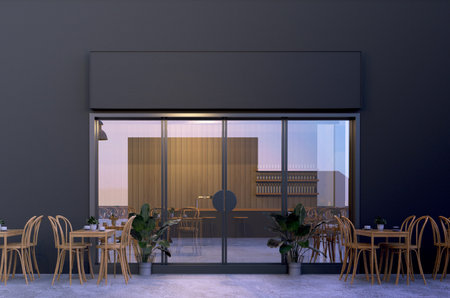 Bar storefront facade 3d rendering mock upの写真素材