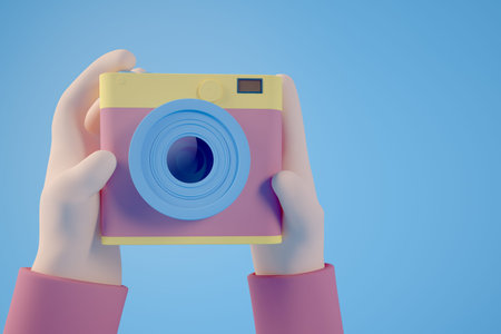 Minimal 3d rendering  photo selfie conceptの写真素材