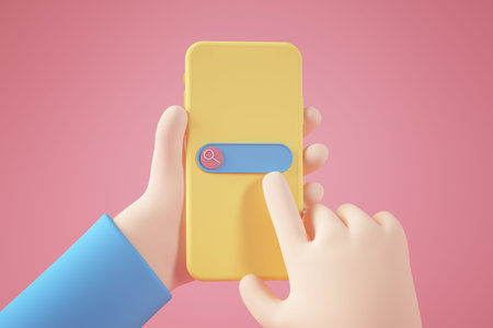 User searching with smartphone 3d rendering