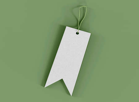 Hang Tag with Flag Shape on Green Background. Isolated Object. 3d renderingの写真素材