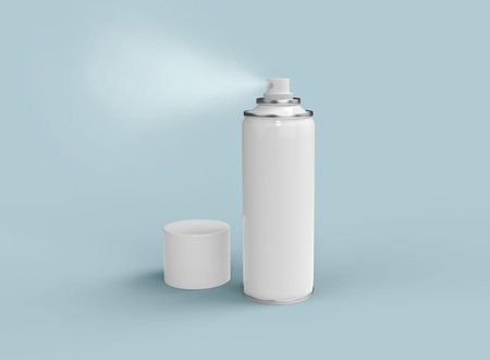 Aerosol Spray Can on Blue Backgroud. Isolated Product. 3d Renderingの写真素材