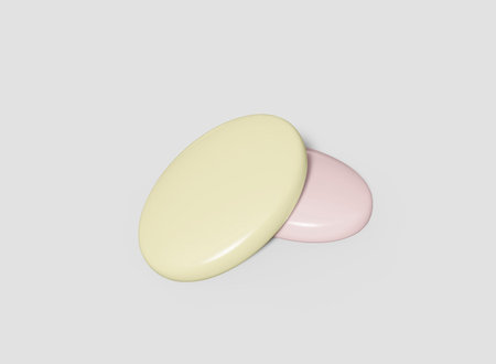 Pastel Coloured Oval Soap Bar Mockup. Isolated Cosmetic Product. 3d rendering