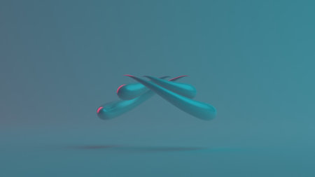 Neon Glow Abstract Metallic Curvesの写真素材