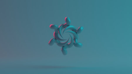 Neon Glow Abstract Metallic Curvesの写真素材