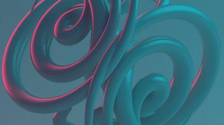 Neon Glow Abstract Metallic Curvesの写真素材