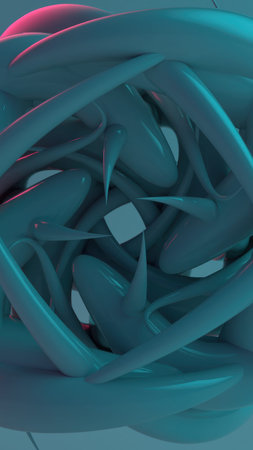 Neon Glow Abstract Metallic Curvesの写真素材