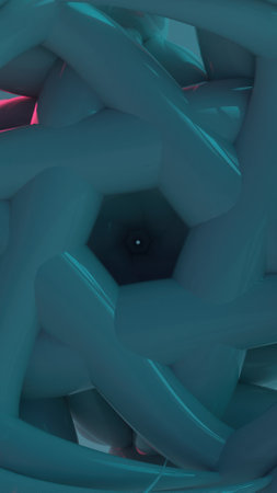 Neon Glow Abstract Metallic Curvesの写真素材