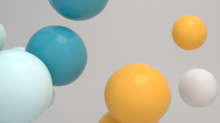 Colorful Floating Soft Balls Backgroundの写真素材