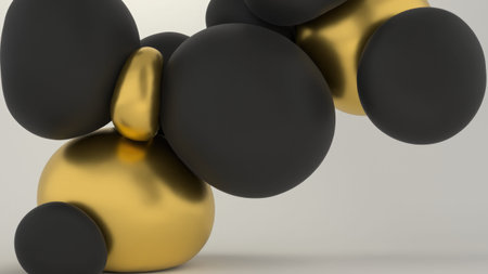 Colorful Floating Soft Balls Backgroundの写真素材