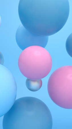 Colorful Floating Soft Balls Backgroundの写真素材