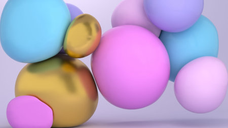 Colorful Floating Soft Balls Backgroundの写真素材