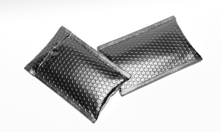 Front and Back Metallic Bubble Mailerの写真素材