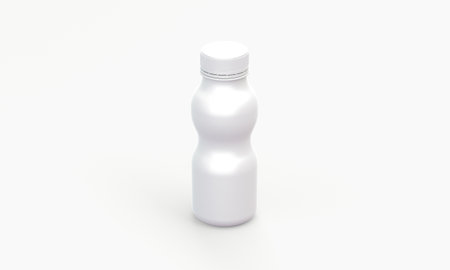 Isolated 3D mockup of white drink bottleの写真素材