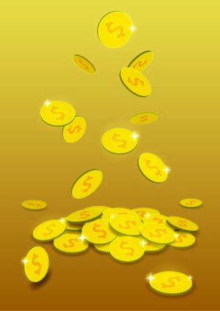 Falling gold coinsのイラスト素材