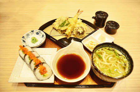 Tempura and Sushi setの写真素材