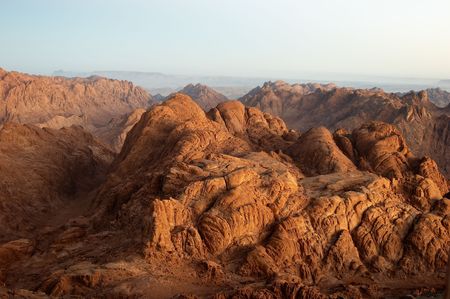 Panorama rocks of Mount Sinai in early morningの写真素材