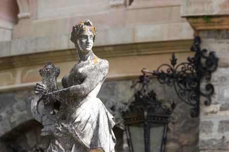 Woman singer statue at the museum castle in Europeの写真素材