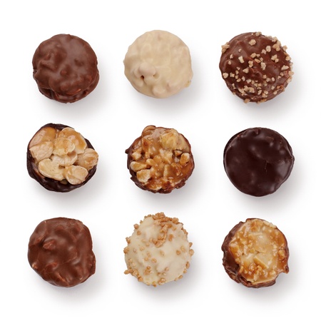 Set of french pralines isolated over a white background. の写真素材